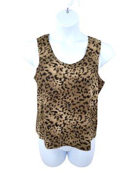DRESSBARN LEOPARD ANIMAL PRINT TANK TOP W/ METALLIC THREAD - 14